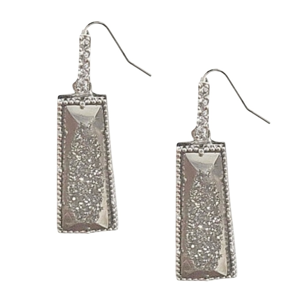 KENDRA SCOTT • Very Rare Silver Angie Gray Drusy Earrings